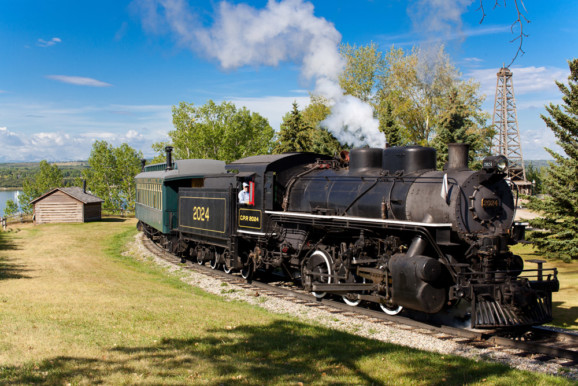 A steam train ride at Calgary's Heritage Park