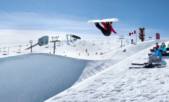 Snowboarders at Canada Olympic Park in Calgary