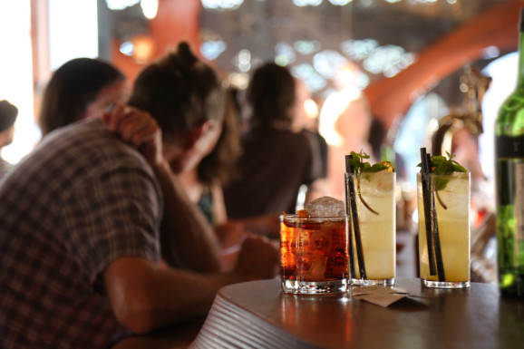 cocktails on a bar