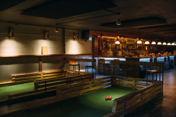 bocce ball courts in a trendy bar