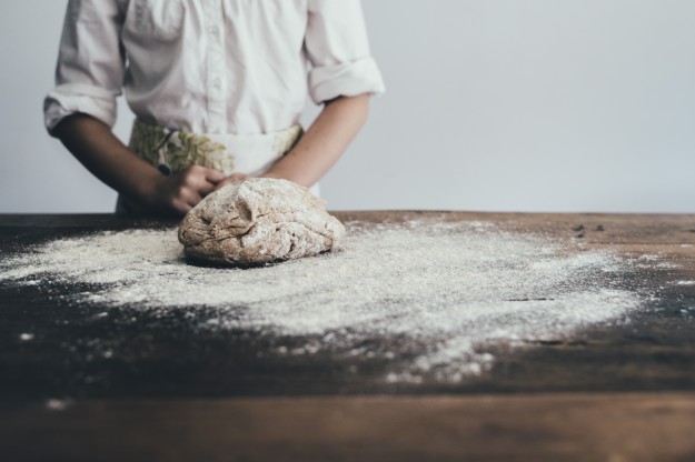 baker working dough