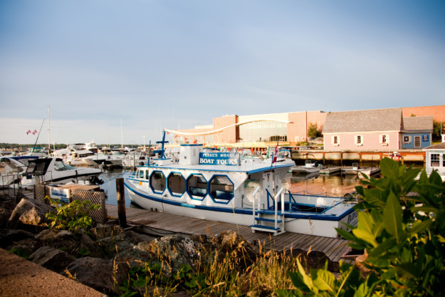 tour boat anchored in Peake's Wharf