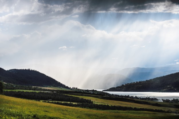 A summer rainsquall quenches the afternoon heat in the north Okanagan