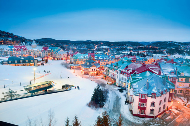 Tremblant village in lights at night