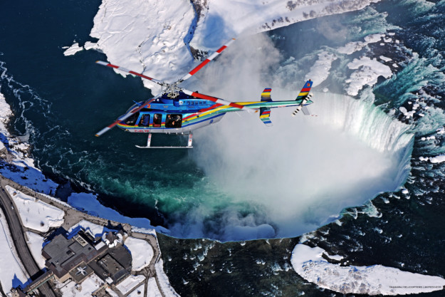 helicopter ride over frozen niagara falls