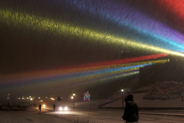 Light Show from the Illumination Tower on the Canadian side of Niagara Falls.