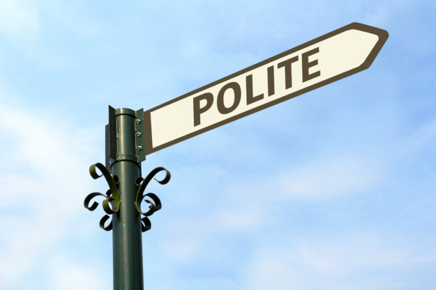 signpost labelled 'polite'