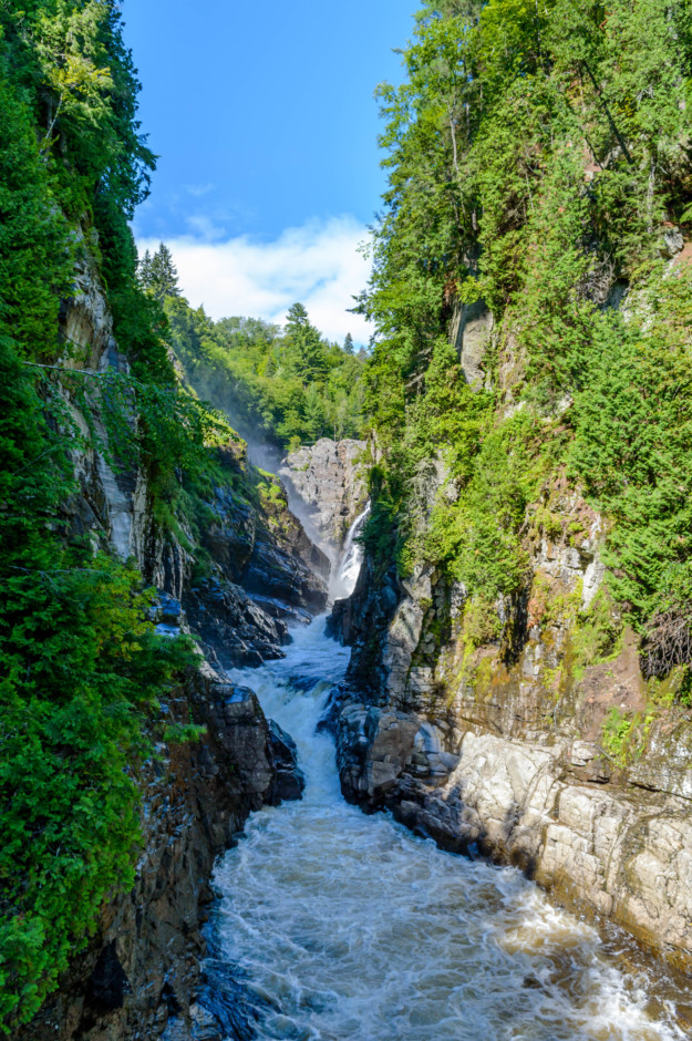 white water rapids flowing through a narrow gorge