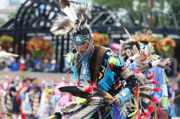 Indigenous dancers at a festival in Canada