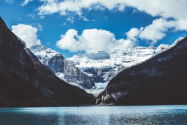 a lake surrounded by mountains