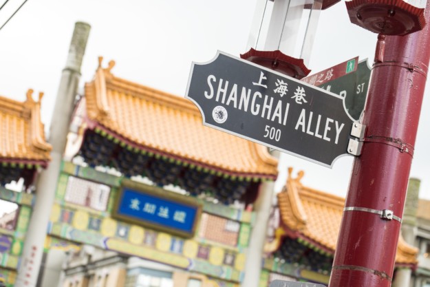 a signpost in Chinatown