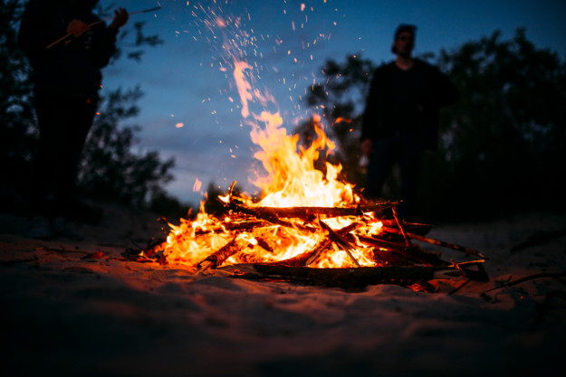 campfire at dusk