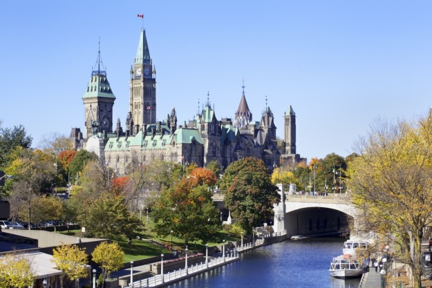 Rideau Canal and Canadian Parliament in Ottawa, Ontario
