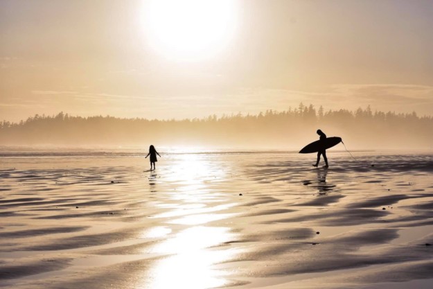 Surfer on Long Beach, Tofino, British Columbia