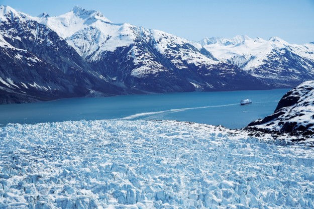 Holland America Line ship cruising Glacier Bay in Alaska