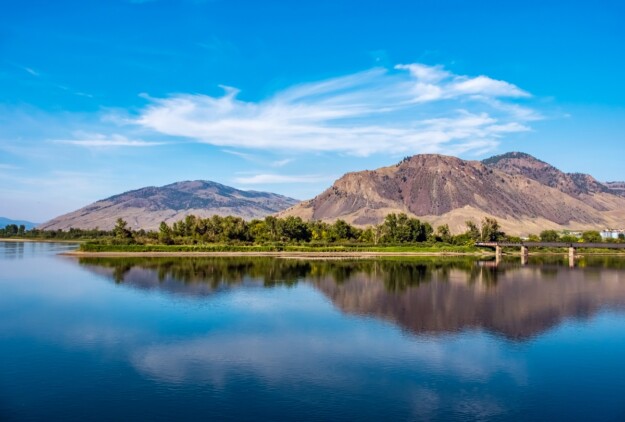 A photograph of the Thomson River, near Kamloops.