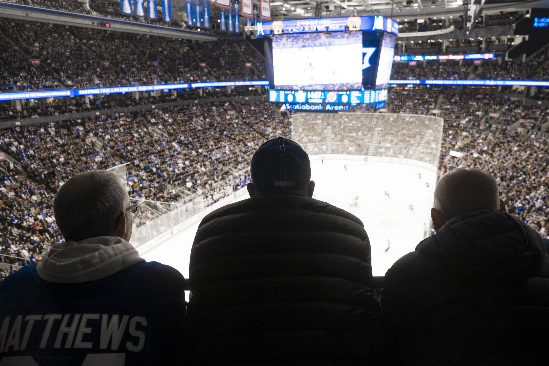 The Toronto Maple Leafs playing at the Scotiabank Arena