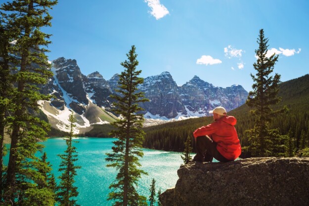 Man enjoying Banff in the Canadian Rockies