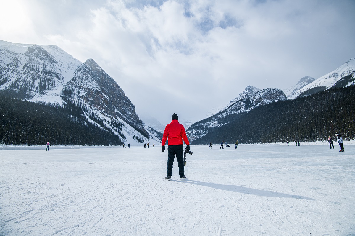 People skiing on Lake Louise