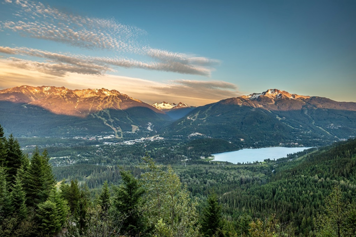Scenic view of Whistler and Blackcomb