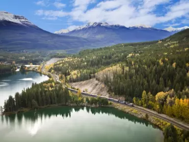 Beautiful scenery along Rocky Mountaineer's rail route