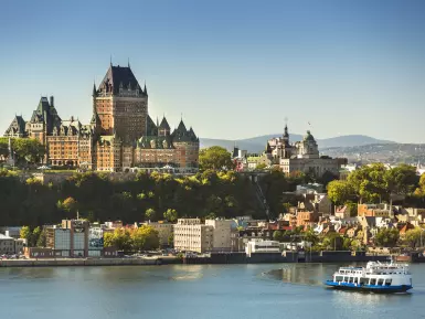 Cruise boat on St. Lawrence River in Québec City